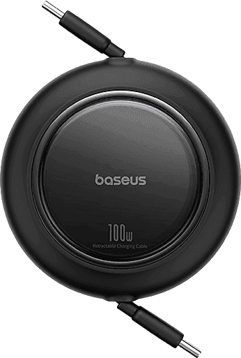 Cable USB-C - Baseus Free2Pull, Retráctil, Tipo C a C, de 150 cm, Universal, 100W, Negro Cluster