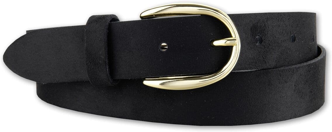Ledergürtel BERND GÖTZ "Ledergürtel mit samtigem Look und Goldschließe", Damen, Gr. 95, schwarz, Rindsleder, Gürtel Ledergürtel