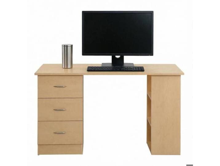 ROVRYN Bureau d'ordinateur 120 x 49 x 72 cm avec 3 tiroirs et 3 étagères ouvertes MDF effet bois