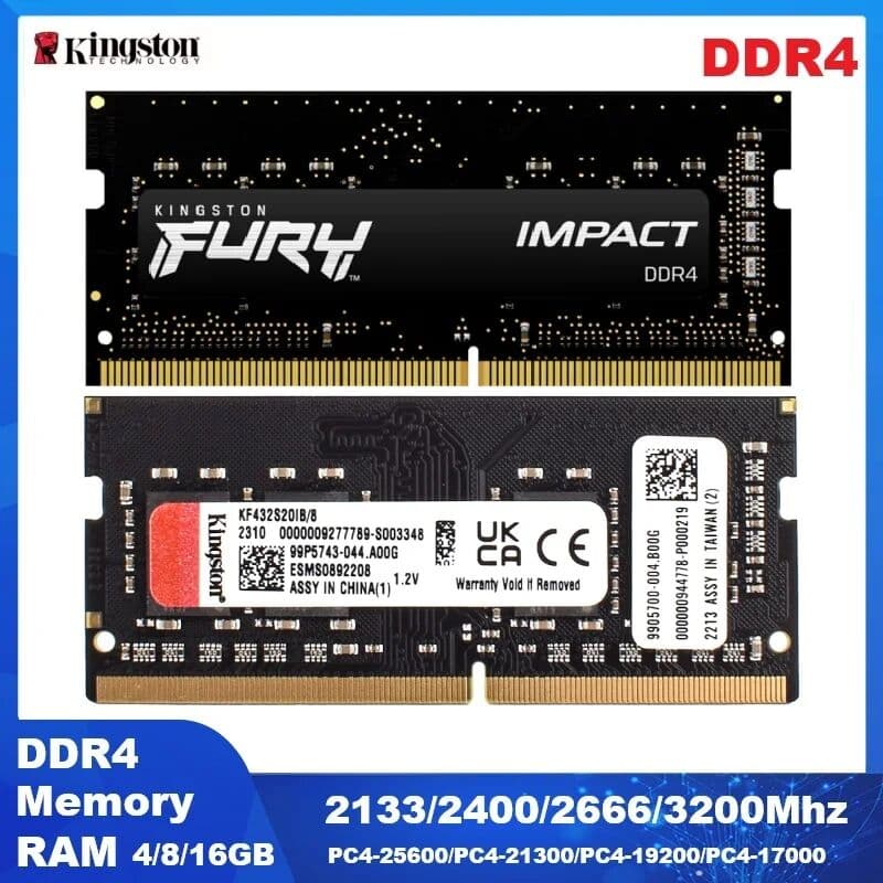 Kingston FURY Impact DDR4 RAM Memory 4GB 8GB 16GB LAPTOP Memoria 2133MHz 2400MHz SODIMM RAM 2666MHz 3200MHz Sodimm Notebook RAM
