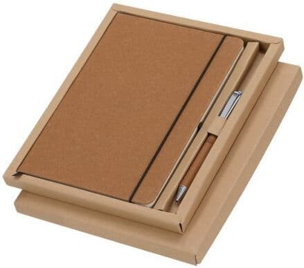 Set Nauthax Block Notes e Penna Pelle Riciclata A5 Personalizzate o neutre
