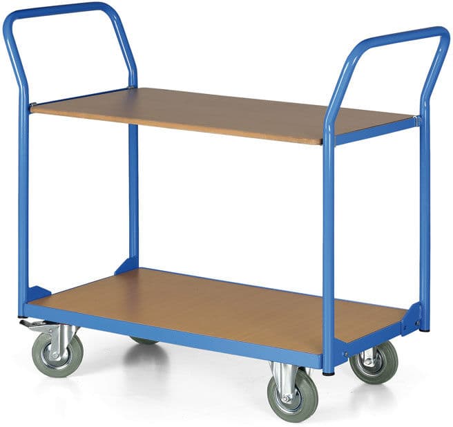 B2B Partner Policový vozík, 2 police 500x800 mm, kola 125 mm s šedou pryží
