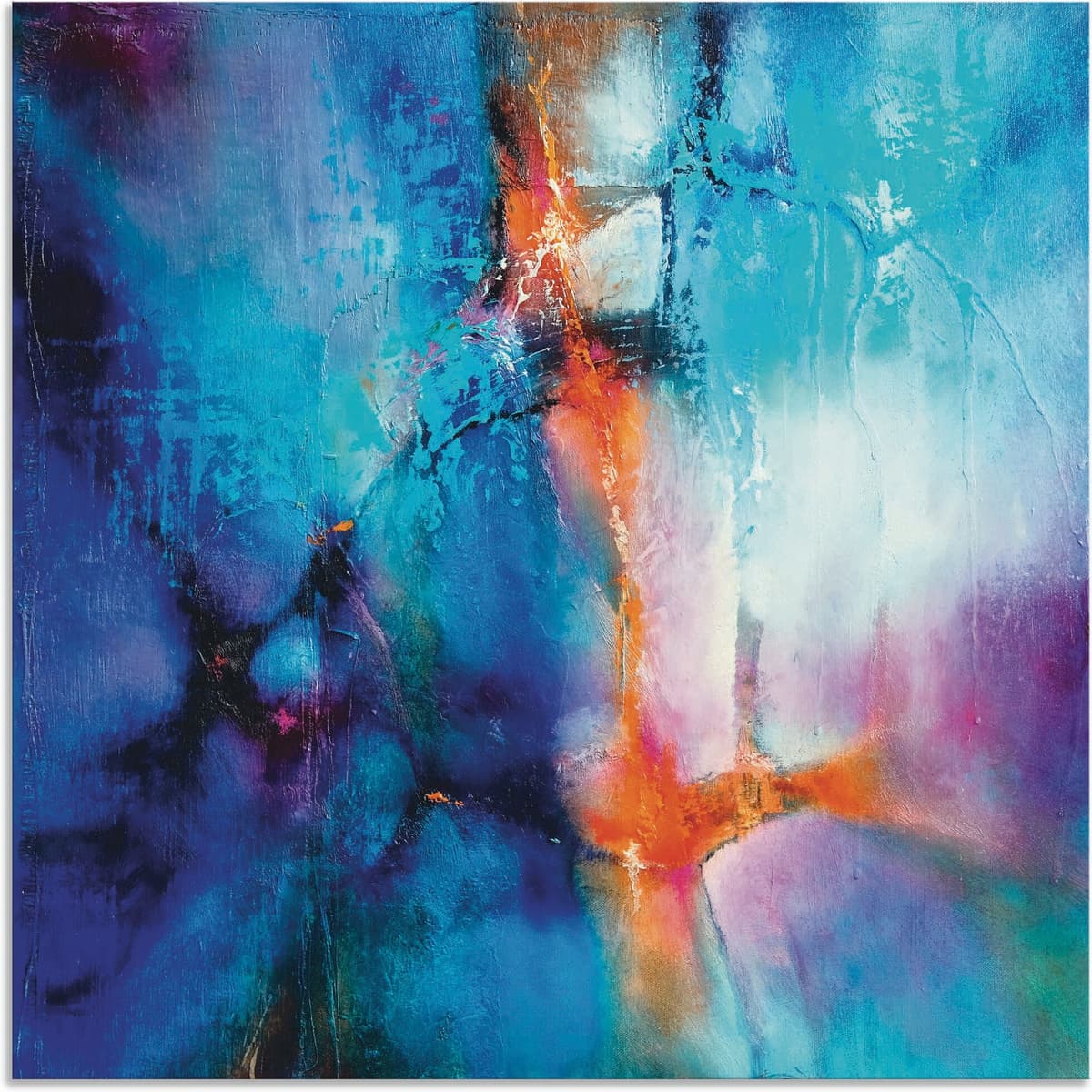Alu-Dibond-Druck ARTLAND "Türkis und Magenta I", blau (farbe bild(er): blau), B:40cm H:40cm, Bilder, Alu-Dibond-Druck, für Innen- und Aussenbereich geeignet, Outdoorbild farbe bild(er): blau B/H/T: 40cm x 40cm, Alu-Dibond-Druck Gegenstandslos quadratisch,