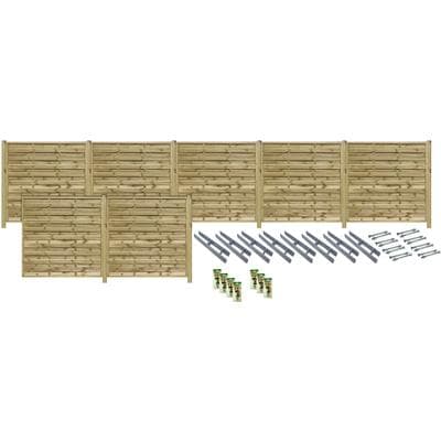 Sichtschutzelement TETZNER & JENTZSCH "EDMONTON 5", beige (natur), H:180cm, Massivholz, Stahl, Zaunelemente, kesseldruckimprägniert