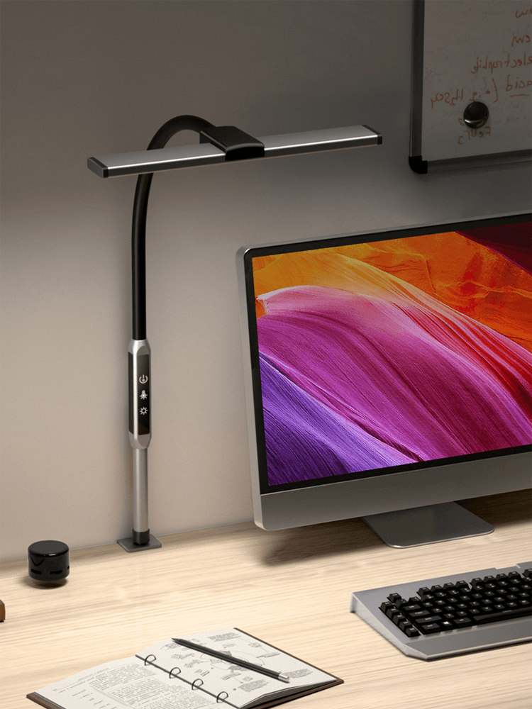 B2B Partner Stolní LED lampa LUCIO, svěrka, dálkový ovladač