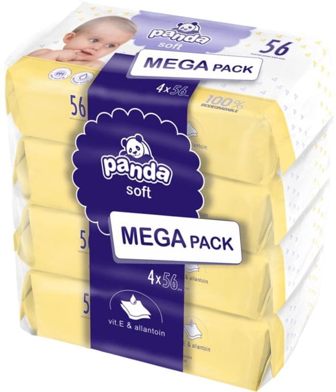 BELLA Baby Happy Panda υγρά μαντηλάκια καθαρισμού για παιδιά 4x56 τμχ