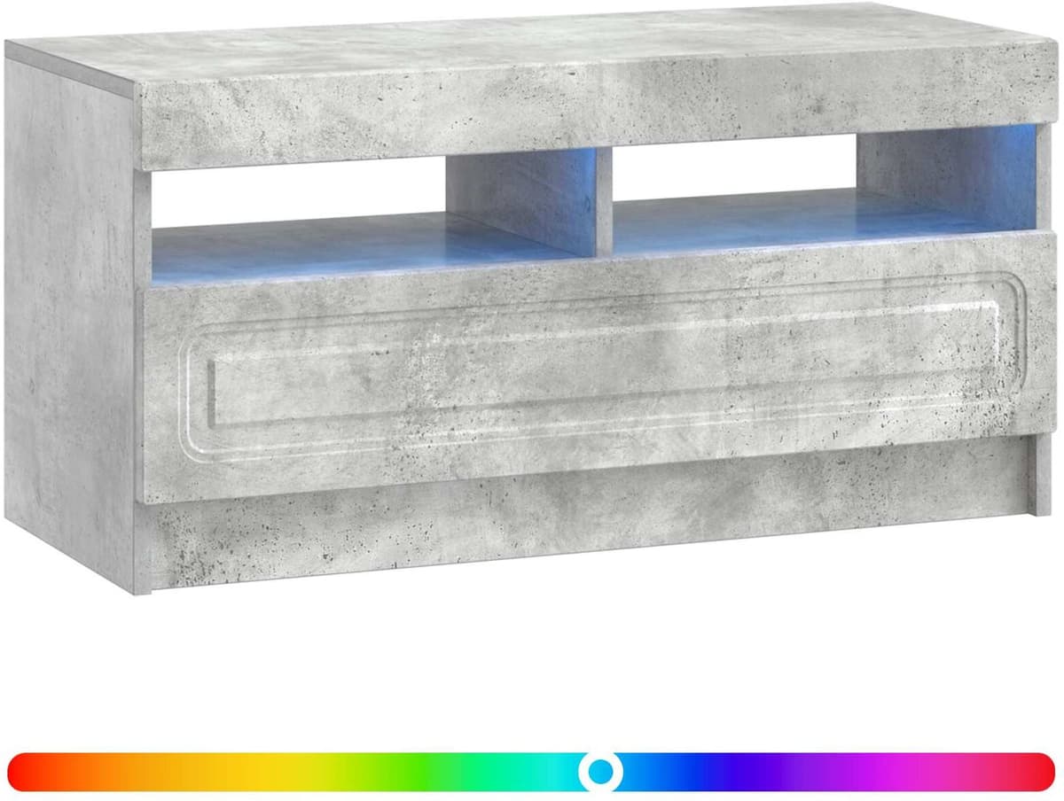 vidaXL Meuble TV LED Gris béton Bois d'ingénierie