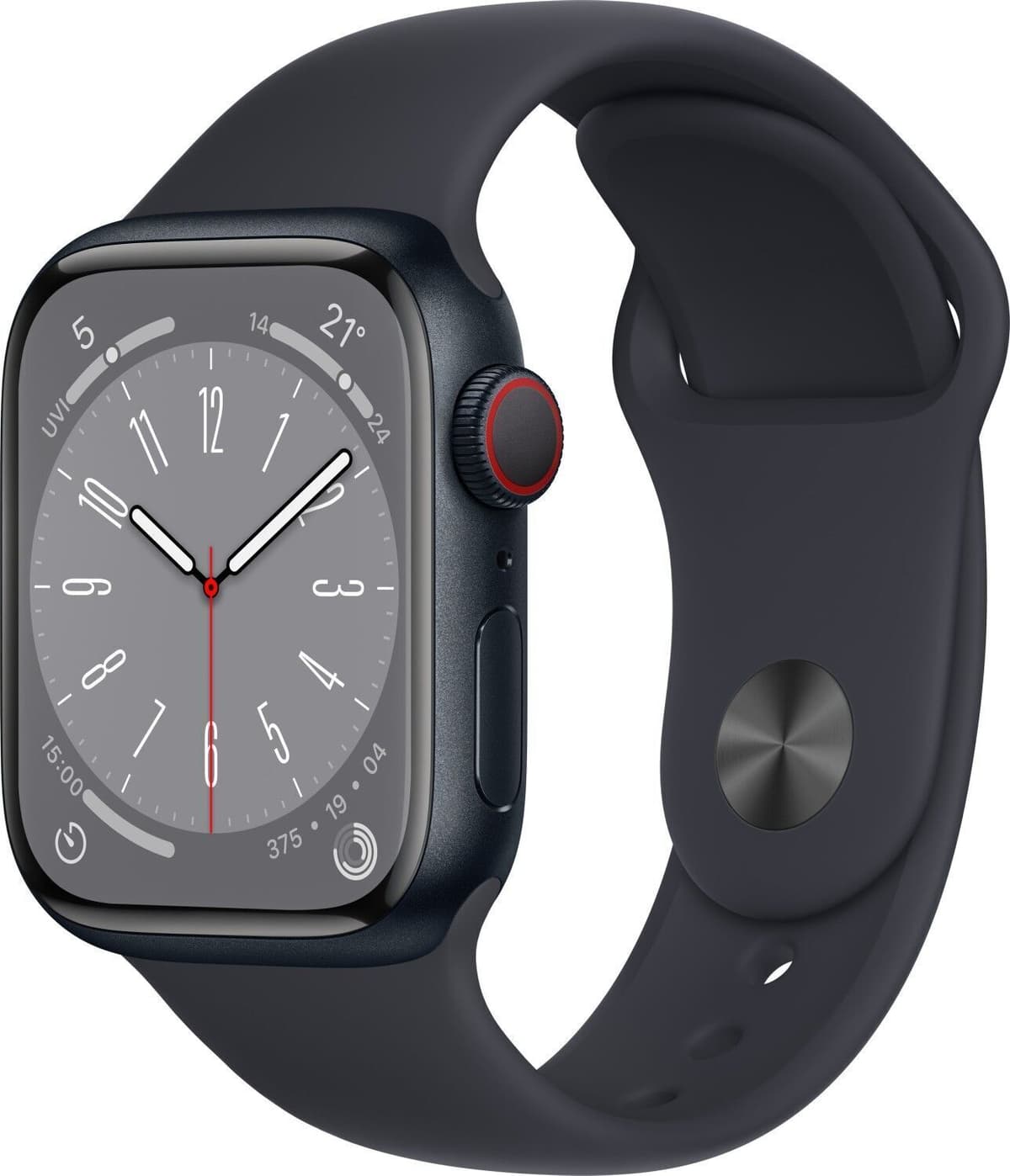 Apple Watch Series 8 Aluminium 41 mm (2022)   GPS + Cellular   Midnatt   Sportband Midnatt S/M