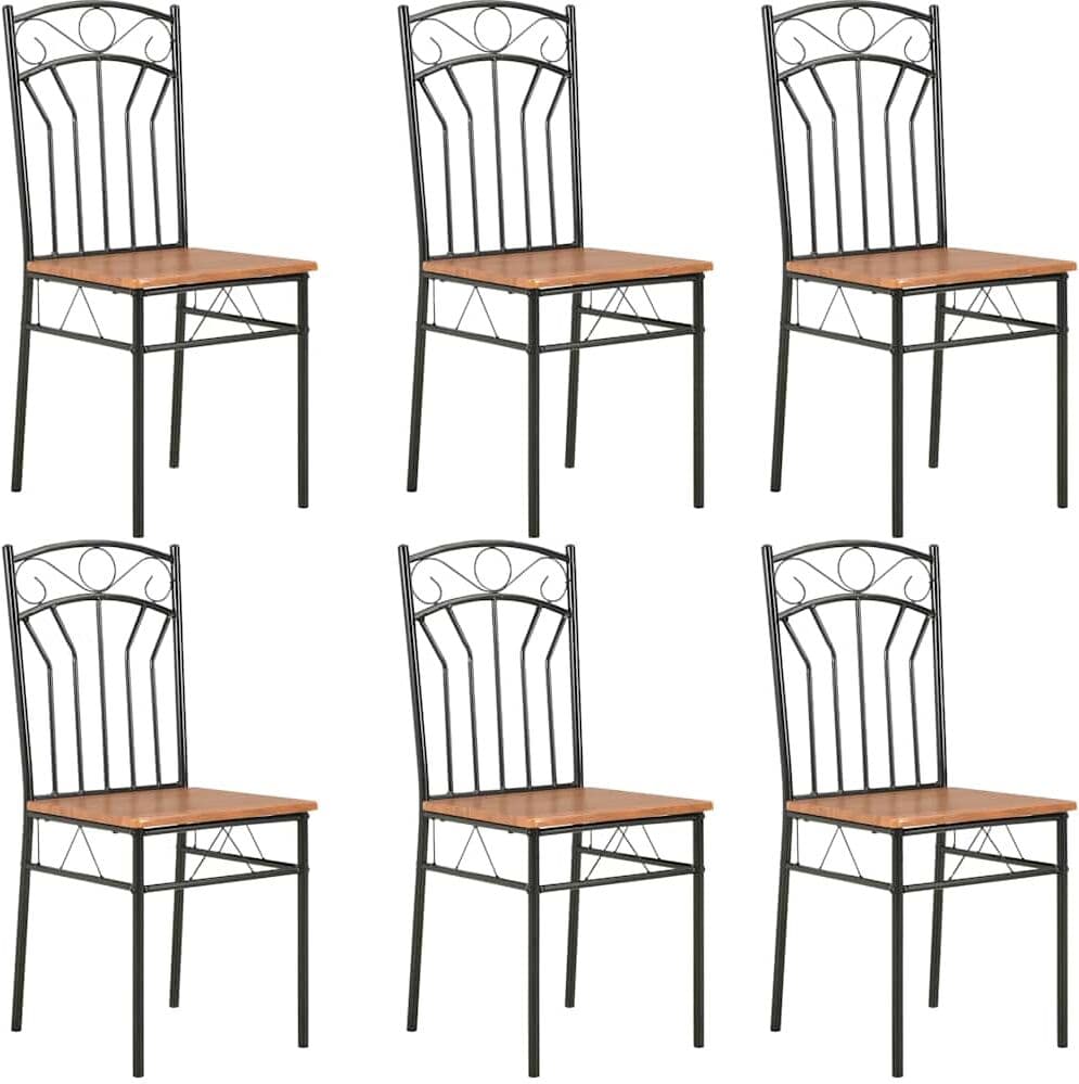 vidaXL Chaises à manger lot de 6 marron MDF