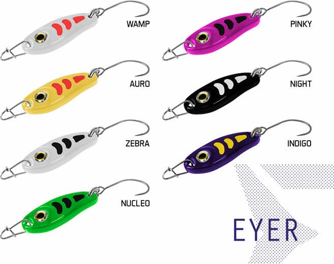 Cuillère ondulante Delphin EYER 3g NUCLEO Hook #8 Silver, Gray, Purple, Gold 3g NUCLEO Hook #8