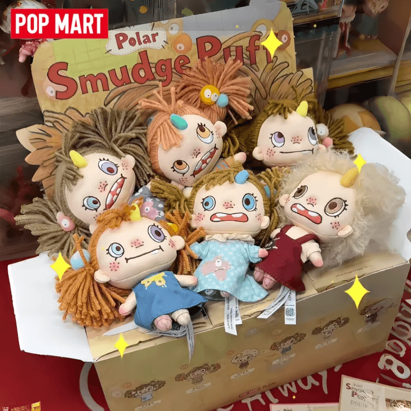 Hot POP MART POLAR Smudge Puff Series‑Plush Pendant Blind Box  Cute Vinyl Bag Pendant  Collectible Ornament Trendy Toy