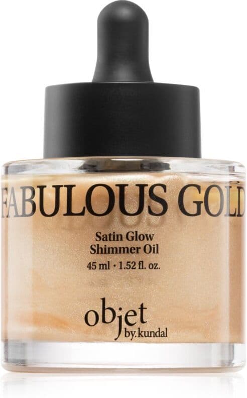 KUNDAL Objet Satin Glow Shimmer Oil αστραφτερό λάδι με ενυδατικό αποτέλεσμα απόχρωση Fabulous Gold 45 ml