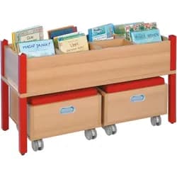 Stollen-Bücherkiste mit 2 Rollkisten