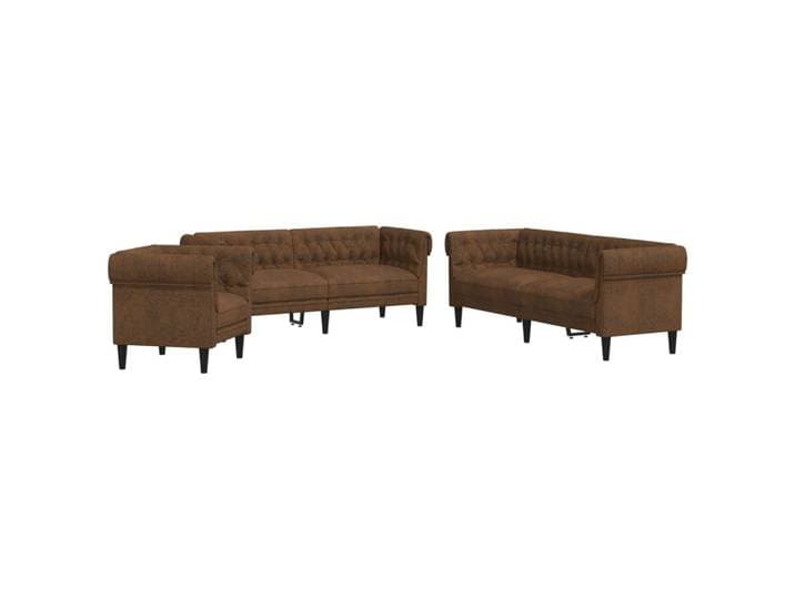 vidaXL Ensemble de canapés 3 pièces brun tissu