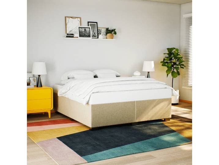 vidaXL Bettgestell ohne Matratze Creme 200x200 cm Stoff