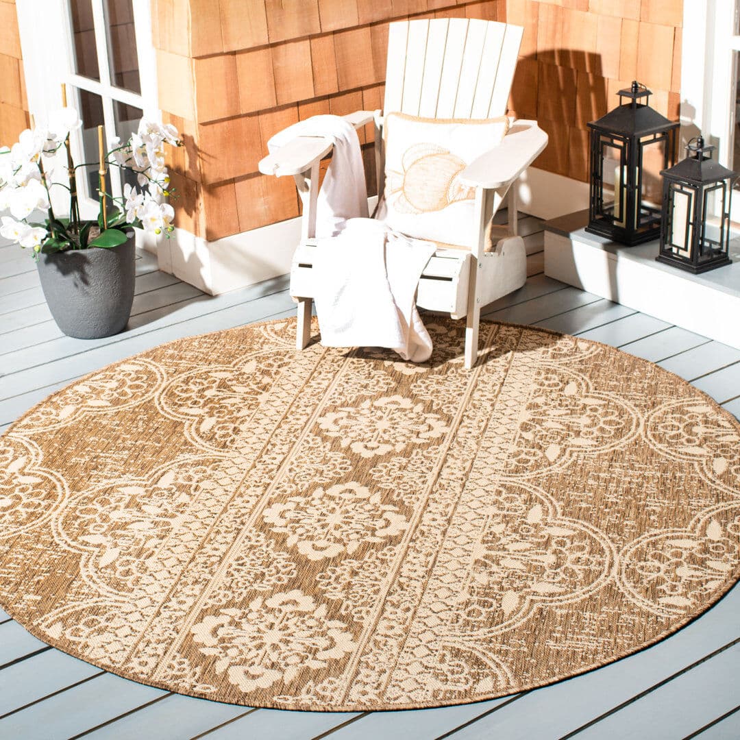 Bloomsbury Market Kipp Paisley Hand Woven Indoor / Outdoor Area Rug Beige Round 201 cm
