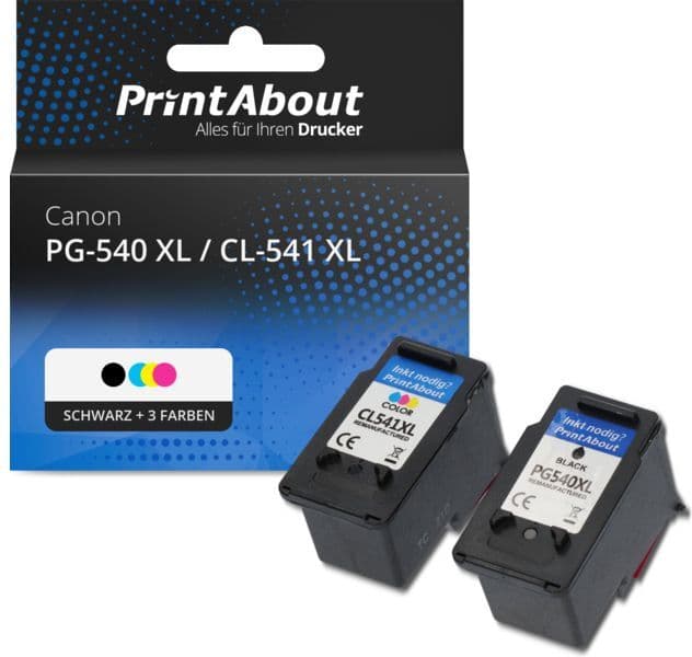 PrintAbout Druckerpatrone kompatibel mit Canon PG-540 XL / CL-541 XL - Schwarz + 3 Farben - Hohe Kapazität - Multipack