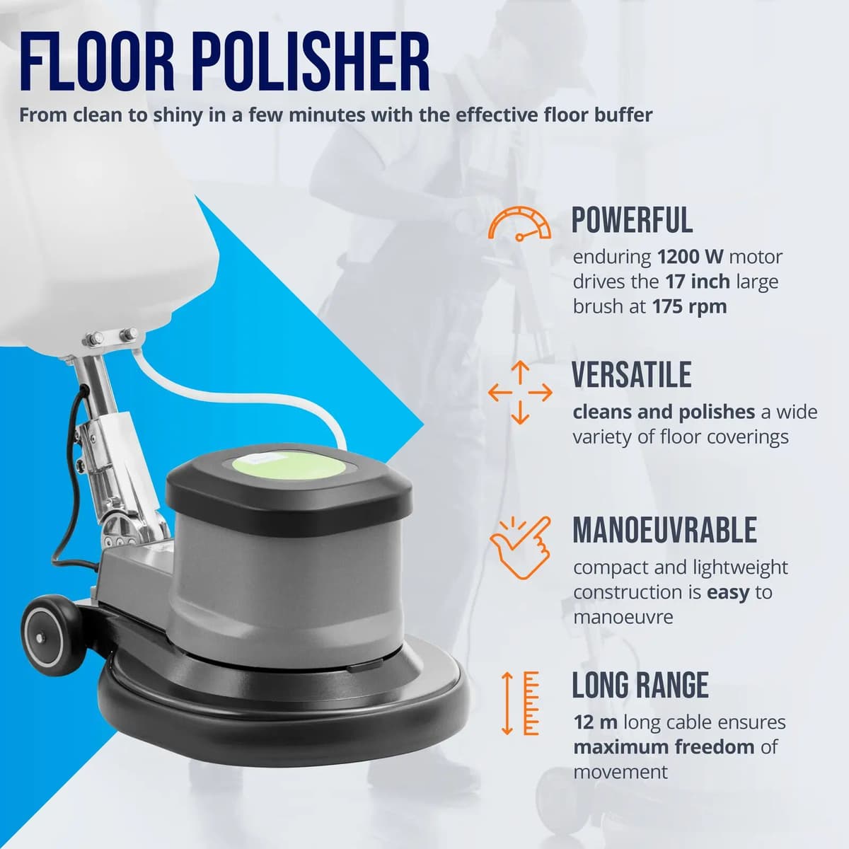ulsonix Jednokotoučový mycí stroj - 43,2 cm - 5 l TOPCLEAN 1800PRO+