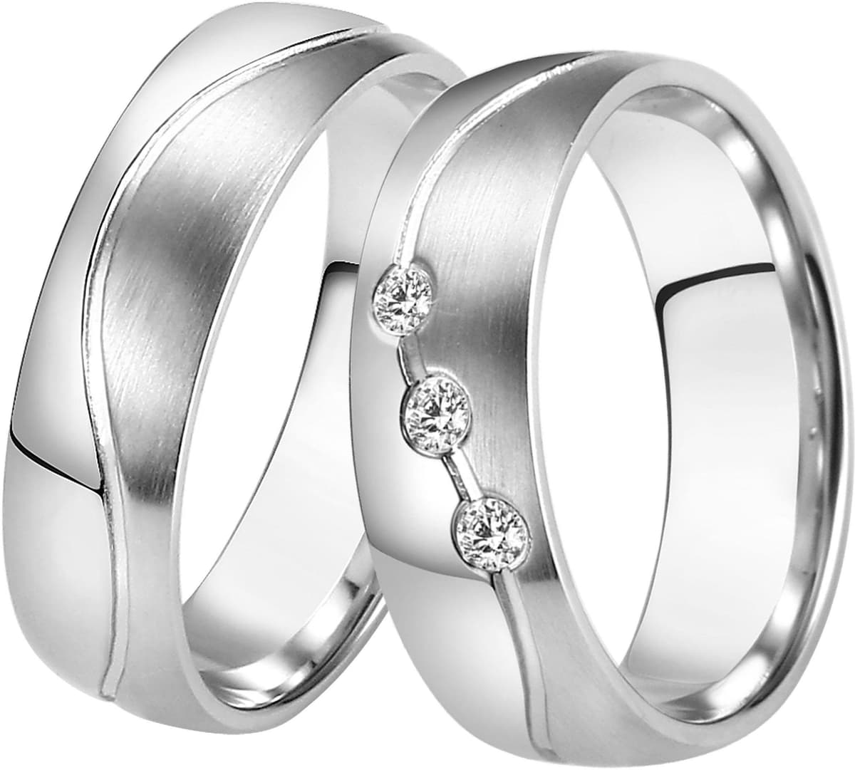 Trauring DOOSTI "Schmuck Geschenk Edelstahl Trauring Ehering Partnerring LIEBE" Gr. 64, silber (edelstahlfarben), Fingerringe, Damen, 64, ohne Zirkonia, Edelstahl, 6mm, Trauring, Made in Germany - wahlweise mit oder ohne Zirkonia