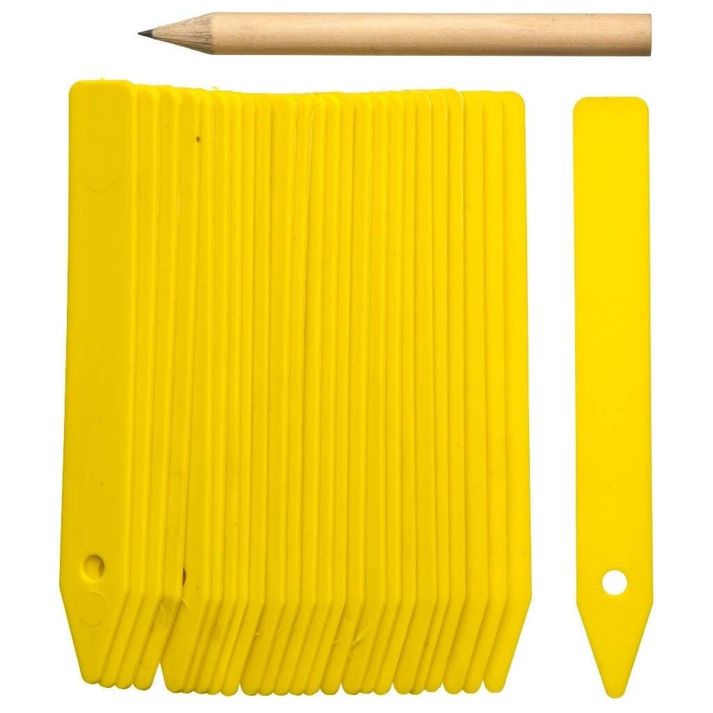 Nature plantenetiketten 25 stuks geel met potlood, Hoogte: 10 cm