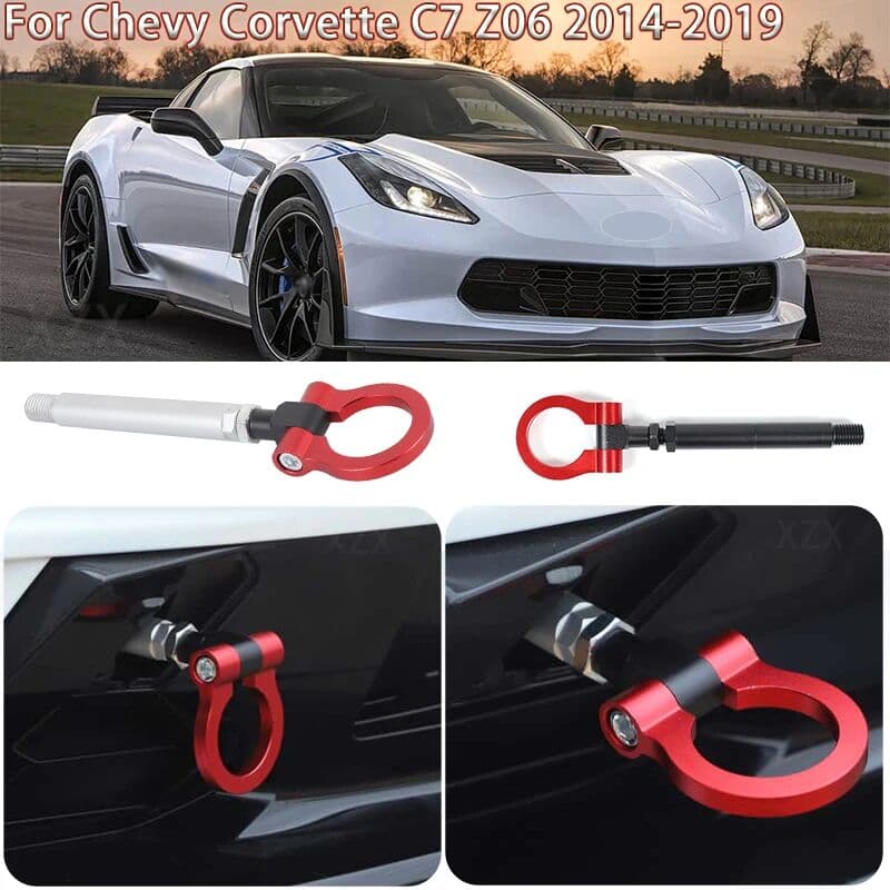 NONE For Chevy Corvette C7 Z06 2014-2019 Car Style Racing Tow Trailer Hooks Front Rear Towing Bars Billet Aluminum Red Black Blue