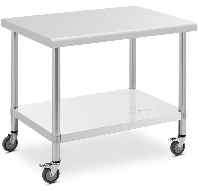 Selius RVS Werktafel op Wielen met Onderplank, 70 x 100 cm