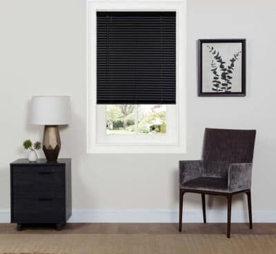 "Wide Width Cordless Gii Deluxe Sundown Room Darkening Mini Blind by Achim Home Décor in Black (Size 29"" W 64"" L)"