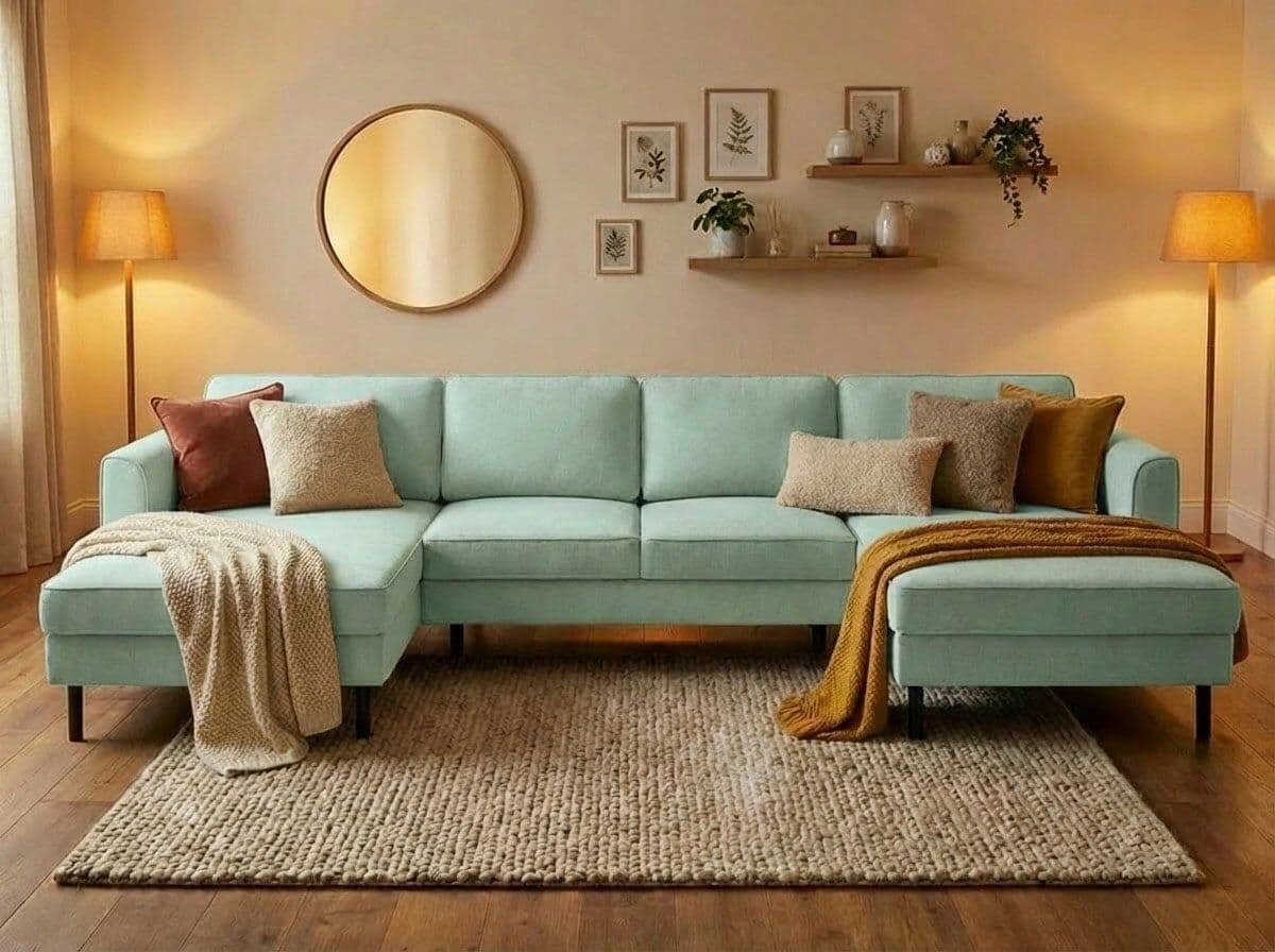 Wohnlandschaft HOME AFFAIRE "Booster II, whlw. mit Schlaffunktion & Bettkasten, Fuss schwarz", grün (mint), B:305cm H:83cm T:161cm, 92% Polyester, 5% Polyamid, Sofas, Wohnlandschaft, Sofa in U-Form, Breite 305 cm, in Cord oder Struktur LEO o. LINO mint B/