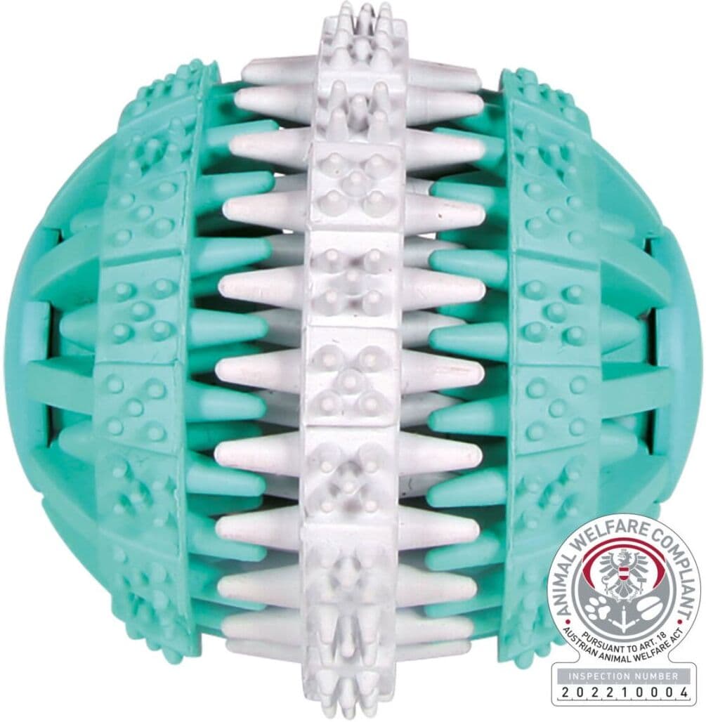 TRIXIE Denta Fun Ball 3 – teilig, Minzgeschmack, Naturgummi, Ø 6 cm