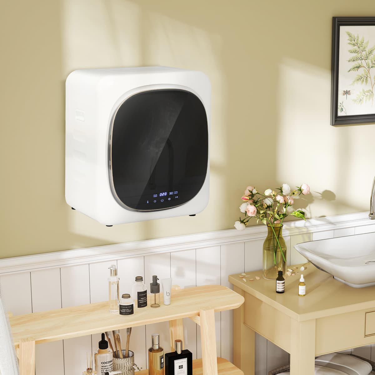 Homcom Asciugatrice ad Aria Carico 4kg con Timer e Programma Smart, in Acciaio Inox e ABS, 48x40x56 cm, Bianco   Aosom Italy