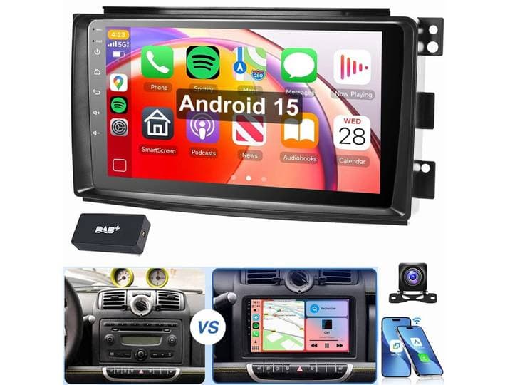 MOPECT Für Smart Fortwo 451 2005-2015 Android 15 NAVI Autoradio (RDS, Digitalradio (DAB), FM, AM)