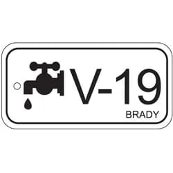 Brady, Sicherheitskennzeichnung, B-7527, Polypropylen Schild, Energy Source Tag - Valve/Ventil, 75 x 38mm, Schwarz auf Weiss