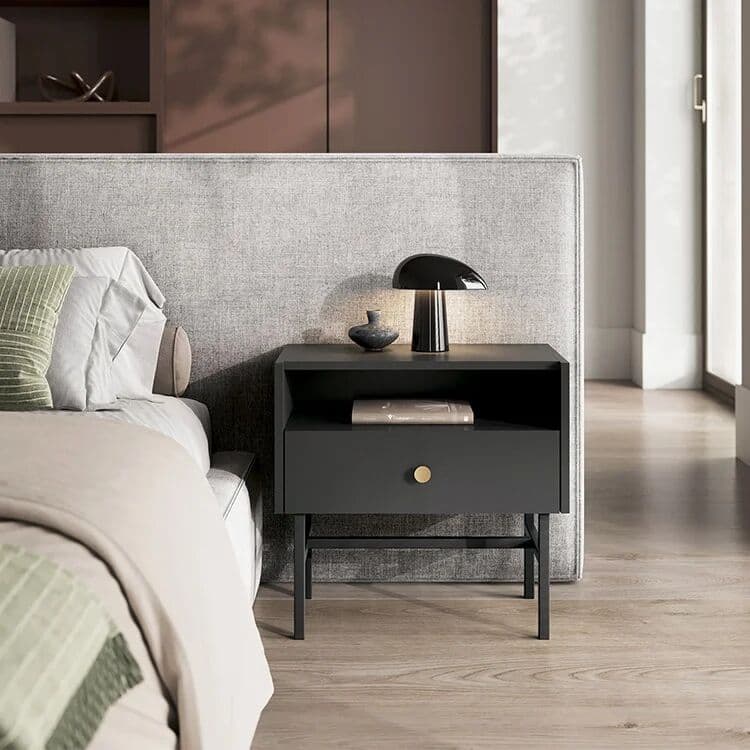 garneroarredamenti Comodino 55x52h cm 1 cassetto moderno nero Eterna