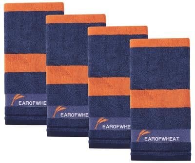 Unique Ear of Wheat Stripe Cotton Hand Towel 13 x 29 Inches Soft Absorbent