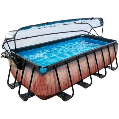 Framepool EXIT, braun, B:200cm H:100cm L:400cm, Schwimmbecken, BxLxH: 200x400x100 cm, mit Abdeckung