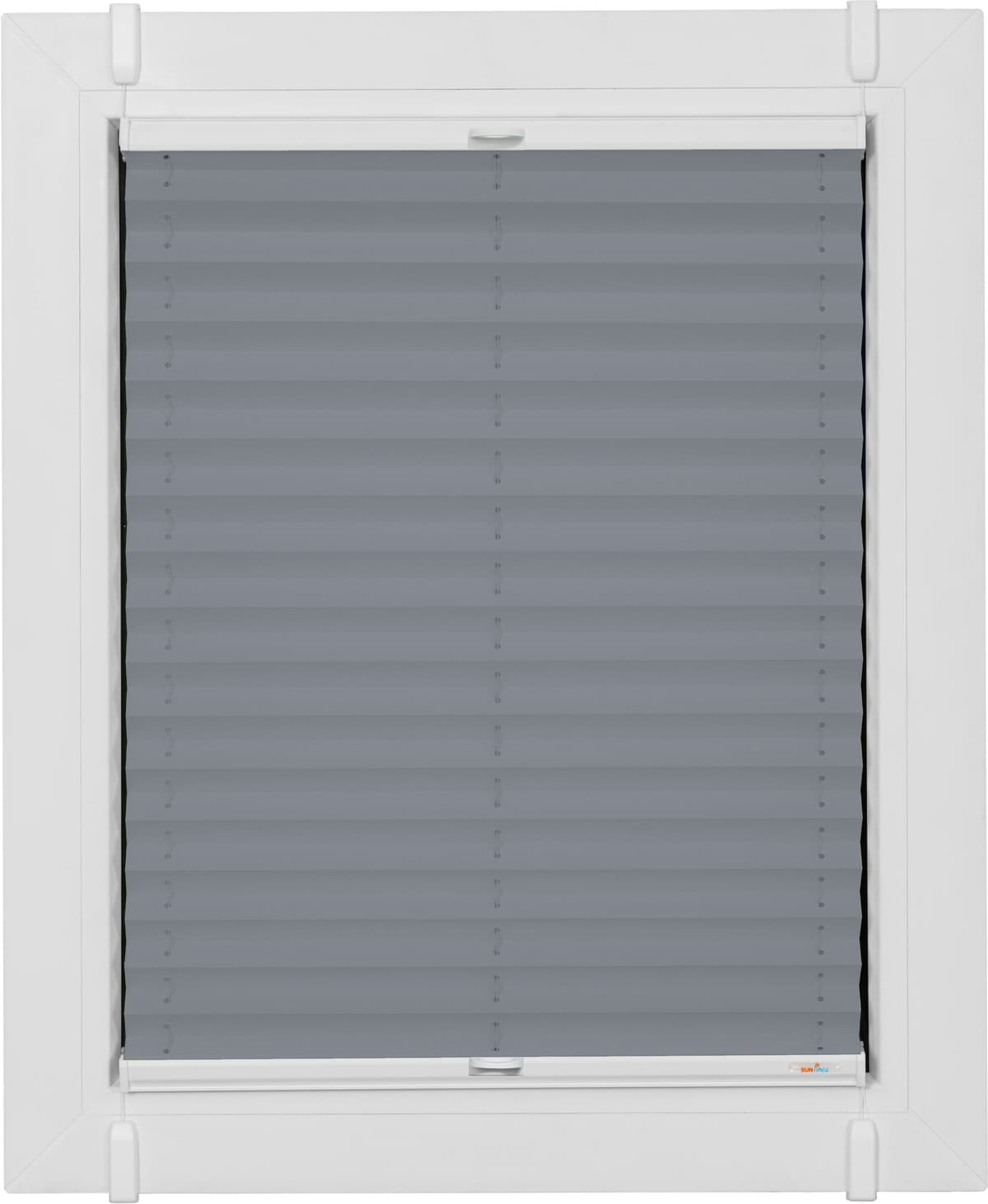 Plissee SUNLINES "Classic Style Crepe", grau (anthrazit, weiß, weiß), B:69cm H:95cm, Obermaterial: 80% Polyester, 15% Metall, 5% Kunststoff, Plissees, Plissee, verspannt mit Simply-Fix Klemmträger, nach Mass anthrazit, weiß, weiß 95cm, 69cm