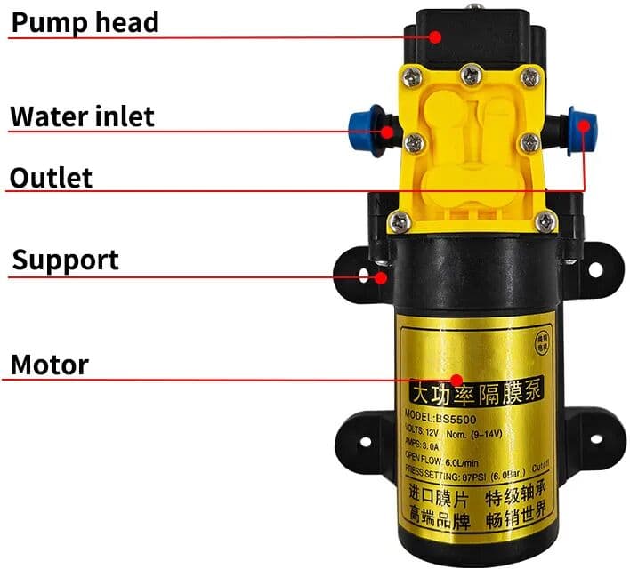 CNMAWAY 12V Agricultural Electric Spray Water Pump Small High-pressure Spraying Pump Self-priming Diaphragm Pump Pesticide Water Pump