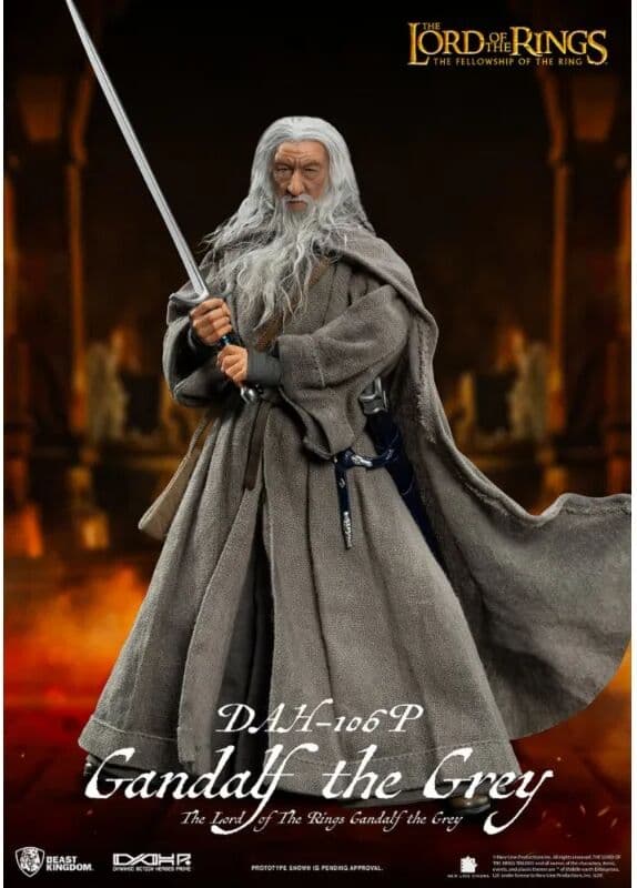 Bandai The Lord of The Rings Gandalf The Grey DAH‑106P Jointed Action Figure Collectible Movie Character Model Toy With Accessory