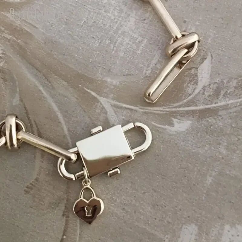 MUDULLA 10pcs Stainless Steel Jewelry Chunk Chain Choker Women Collar Padlock Spring Gate Clasp Heart Lock Charm Aesthetic Necklace