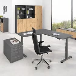 Eckschreibtisch 200 x 160 cm elektrisch höhenverstellbar
