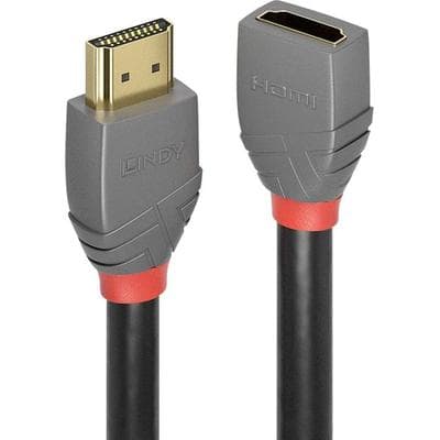 LINDY HDMI Verlängerungskabel HDMI-A Stecker, HDMI-A Buchse 3.00 m Anthrazit, Schwarz, Rot 36478 4K UHD, vergoldete Steckkontakte HDMI-Kabel