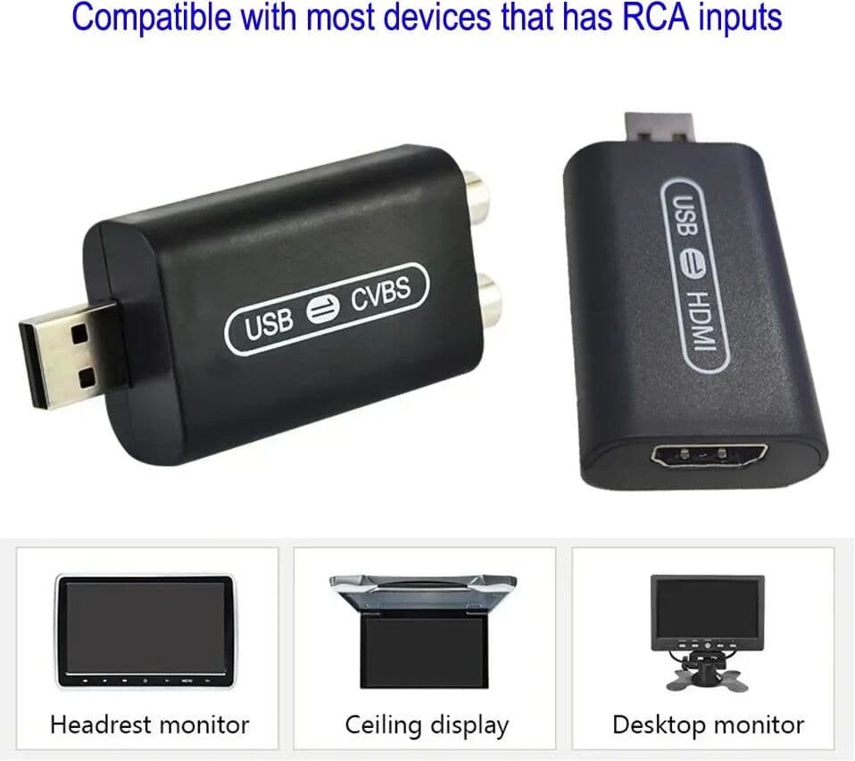 Icreative USB Interface To RCA Video Out Adapter Connect Headrest Monitor Car Radio Multimedia For Android System AV Output Player Video