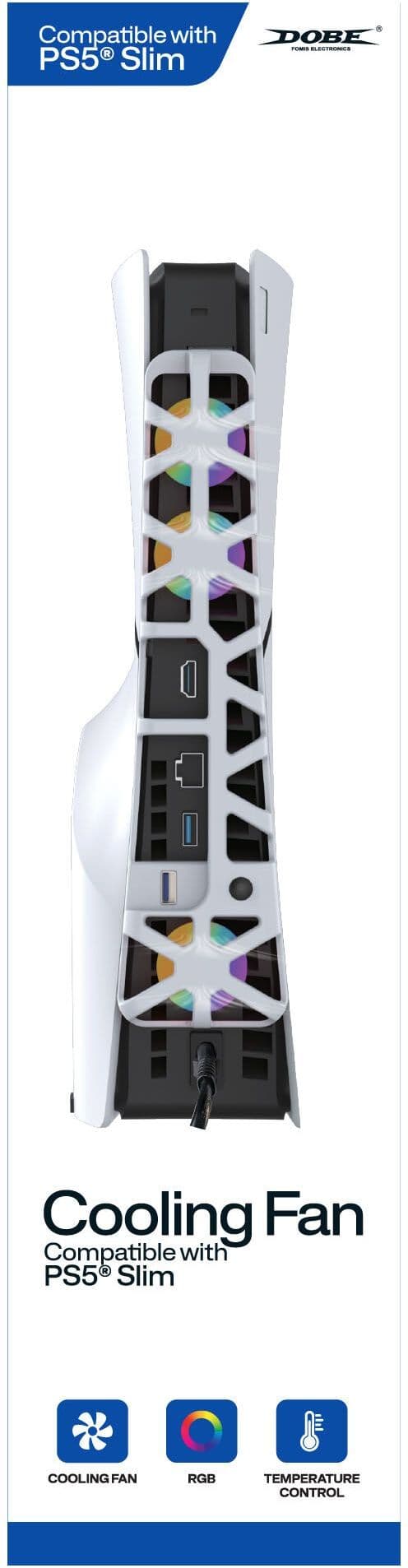 Dobe RGB Cooling Fan for PS5 Slim White