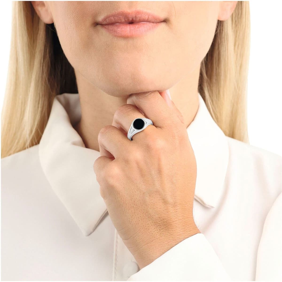 Fingerring AMOR "2037297/-298/-299/-300-306, 2037307/-08/-09/-10-16" Gr. 66, schwarz (edelstahlfarben, schwarz), Fingerringe, Damen, 66, Edelstahl, 1,9mm, Fingerring, mit Onyx edelstahlfarben, schwarz 66, Edelstahl, 1,9mm