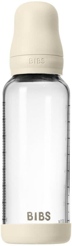 BIBS Baby Glass Bottle Silicone μπιμπερό κατά των κολικών με στόμιο σιλικόνης Ivory 1 τμχ