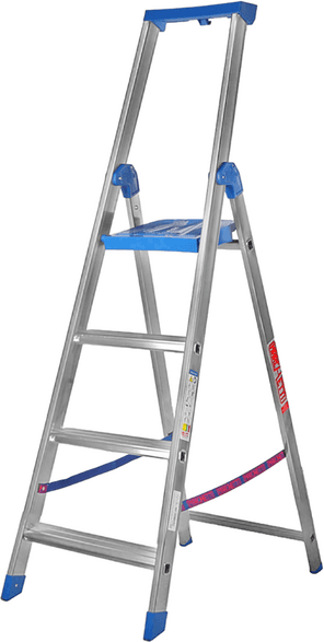 Marchetti CLIMB 04, 4 gradini, 1.75 m - Scalandrino in alluminio con cavalletto - Altezza stimata operativa 2.75 m