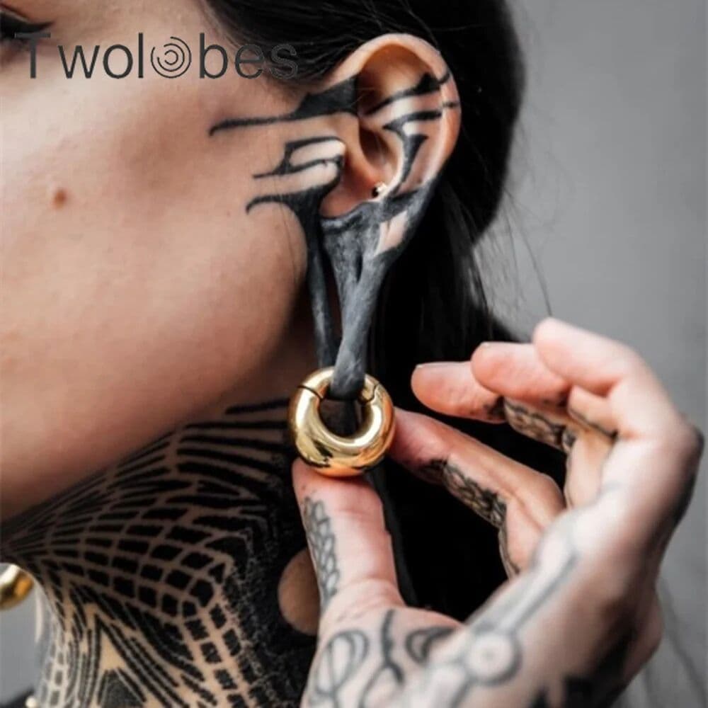 URROSE Twolobes 2PCS Daily Fashion Ear Weights Hangers 316 Stainless Steel Tunnels Gauges for Stretched Lobe Piercing Jewelry