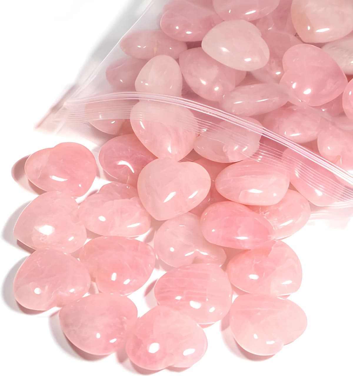 fubaoying 30mm Rose Quartz Heart Ornament Natural Crystal Pink Charms Healing Beads for Jewelry Making Wholesale Supply Craft