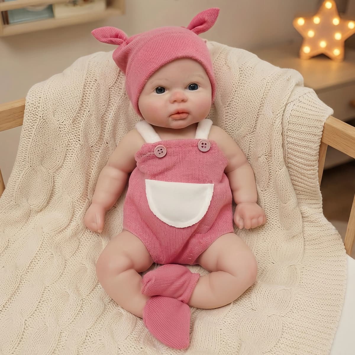 Reborn With Love 13 Inch Full Silicone Reborn Doll With Open Eyes Hand Painted Realistic Skin Collectible Art Model Complete Outfit Set