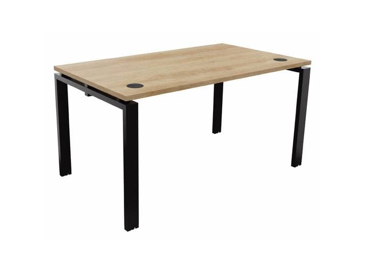 Bureau droit E-link - L.140 x P.80 cm - Plateau Chêne Nebraska - Pieds Noir